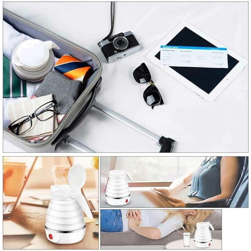 600ML Collapsible Travel Electric Water Kettle Folding Camping Caravan Silicone