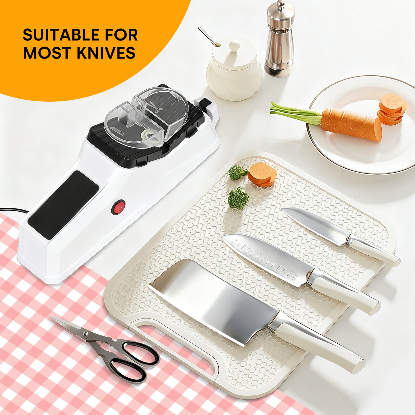 Professional Electric Knife Sharpener With USB, 4-in-1 Sharpening System, Fast Sharpening And Polishing, With Protective Cover, Suitable For Alloy Knives, Carbide Knives
