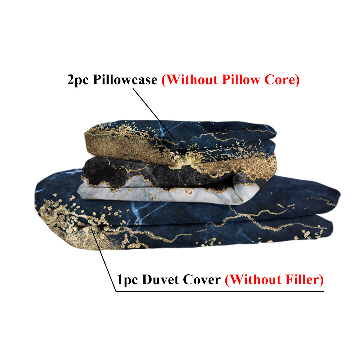 Chic Marble Bedding White Marble Gilded Navy Blue Duvet Cover Set Trendy Printed Design Bed Quilt Cover Set King 1 Duvet Cover 2 Pillowcases