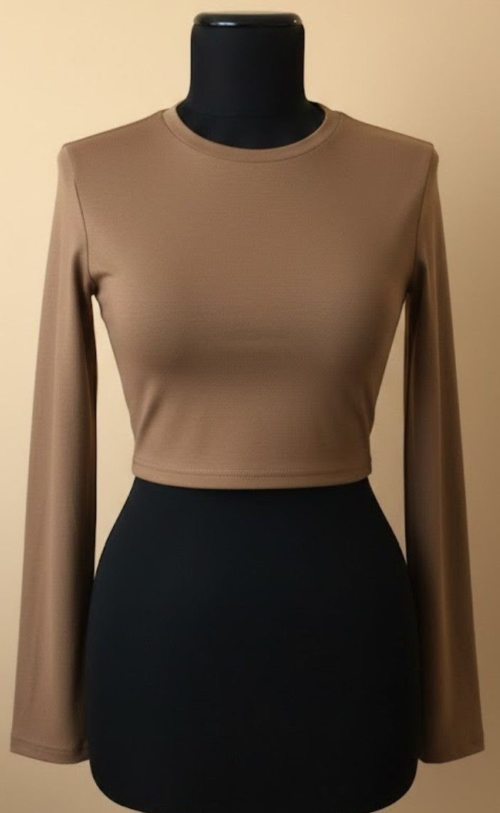 Long Sleeve Viscoe Crop Top