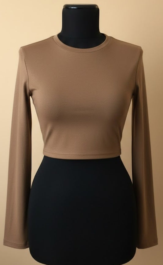 Long Sleeve Viscoe Crop Top
