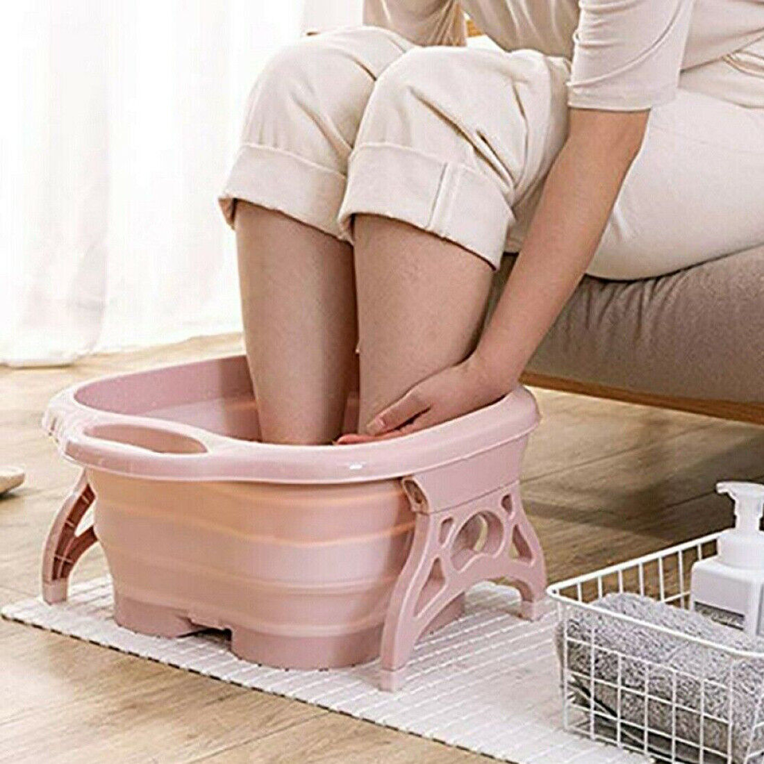 Foot Spa Pedicure Wet Bath Bubble Massage Bucket Feet Therapy Soothing Folding UK NEW