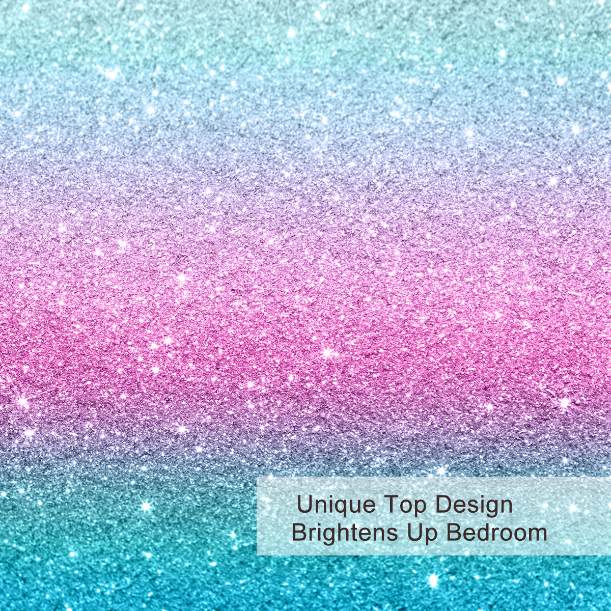 Girly Duvet Cover Rainbow Glitter Ombre Bedding Sets 3 Pcs Chic  Purple Blue Green Pastel Bed Spreads Sparkle Quilt Cover Set With 2 Pillow Shams