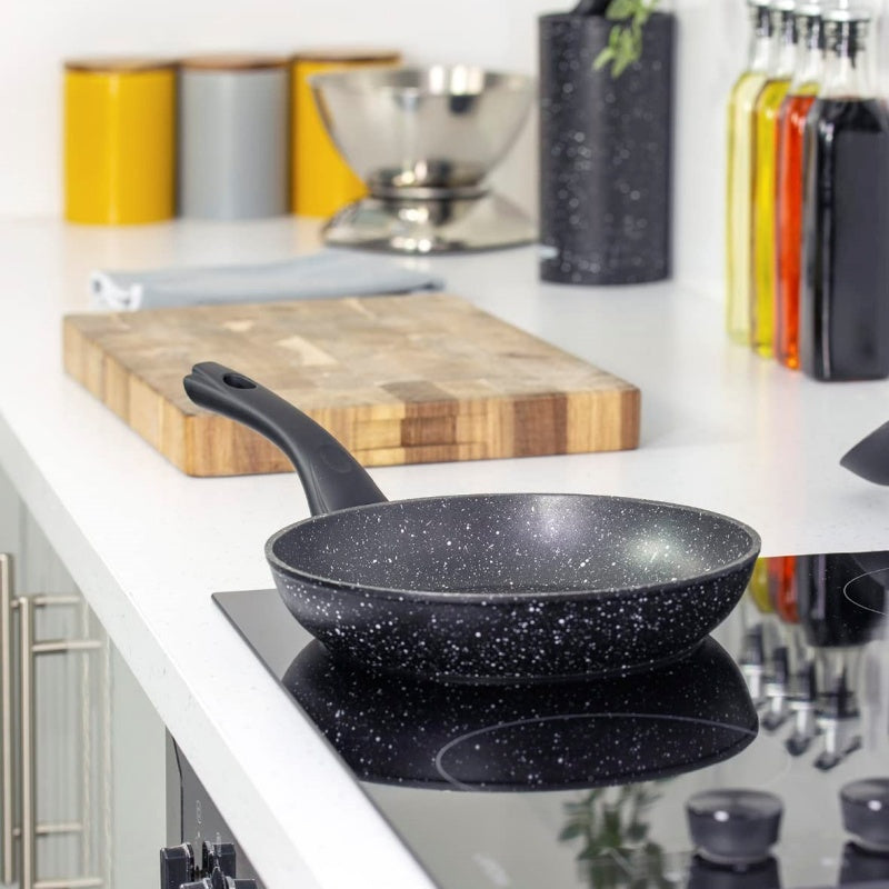 24CM Cook Non-stick Black Frying Pan Granite Marble Coated Pan Electric Induction