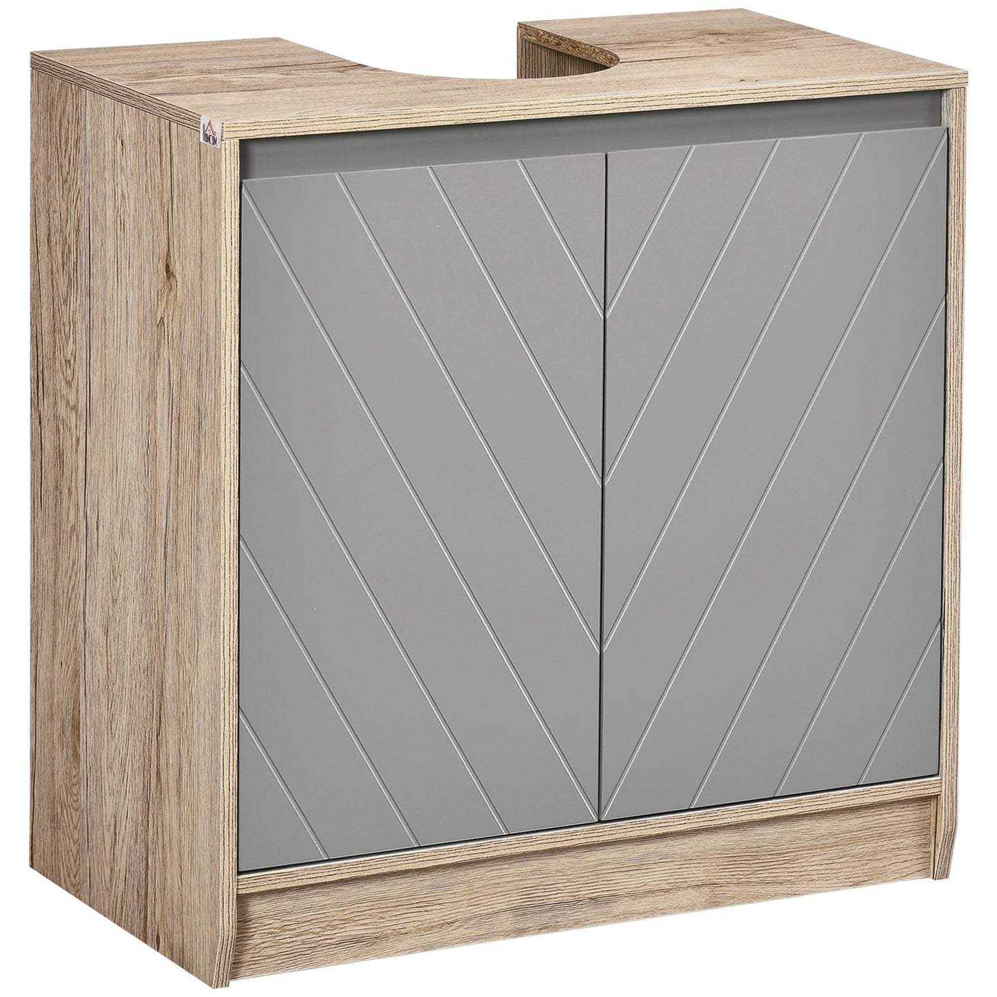 Under Sink Storage Cabinet Floor Standing Cupboard W/ Adjustable Shelf Bathroom Cabinet 2 Doors Versatile Style Grey