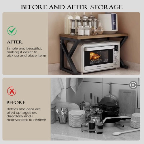 2 Tier Microwave Oven Rack Stand Storage Holder Kitchen Corner Shelf Black