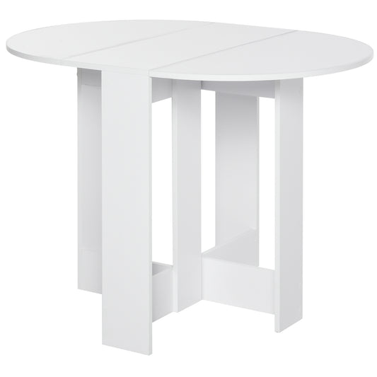 Space-saving Drop Leaf Table, Folding Dining Table For Small Space, Kitchen, Dining Room, White
