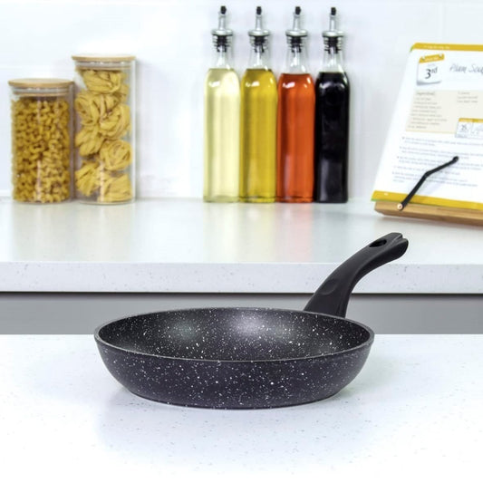 24CM Cook Non-stick Black Frying Pan Granite Marble Coated Pan Electric Induction