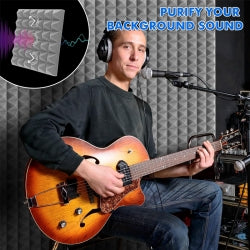 12Pcs Acoustic Foam Panels Tiles Soundproofing Insulation Foam Wall Tiles Grey
