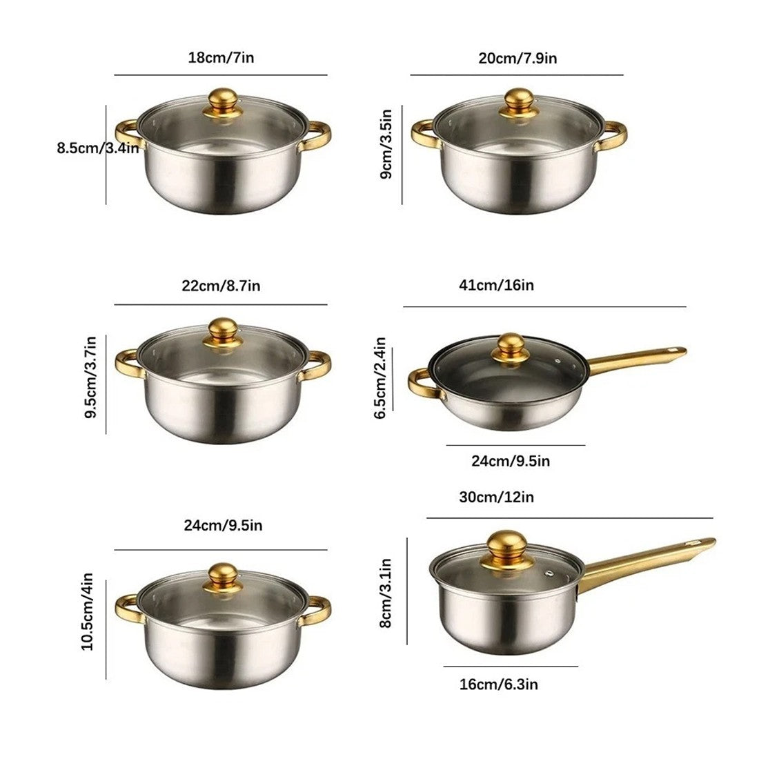 19 PCScookware Set, Including A Non-stick Saucepan, Frying Pan, And Milk Pan