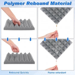 12Pcs Acoustic Foam Panels Tiles Soundproofing Insulation Foam Wall Tiles Grey